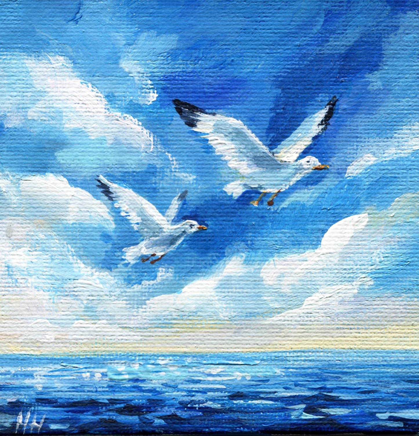 Seagull on Beach Painting - Original Ocean Lover Art | Cozy Beach House Decor, Unique Coastal Artwork