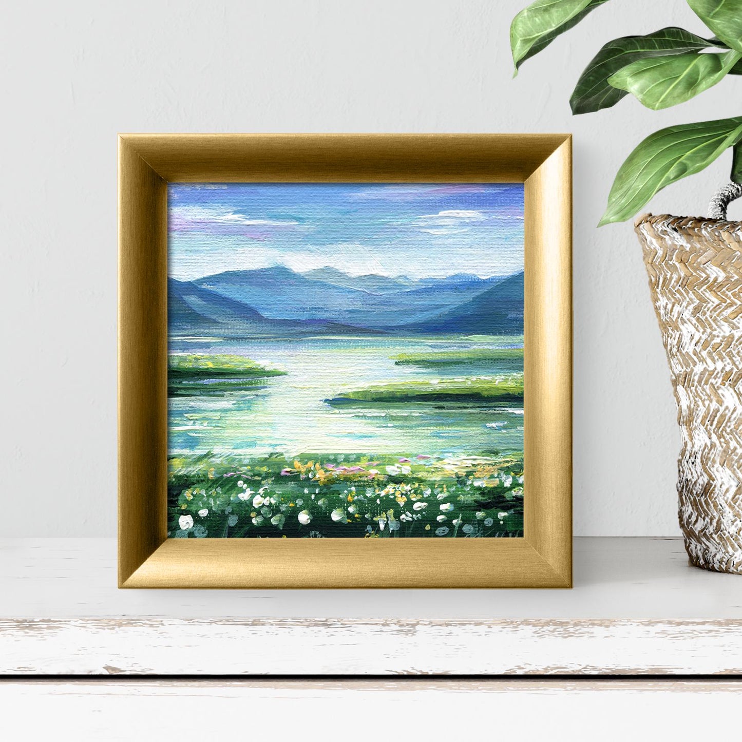 Irish Mountain Lake Landscape — Impasto Oil Painting, 5×7 in (Original)