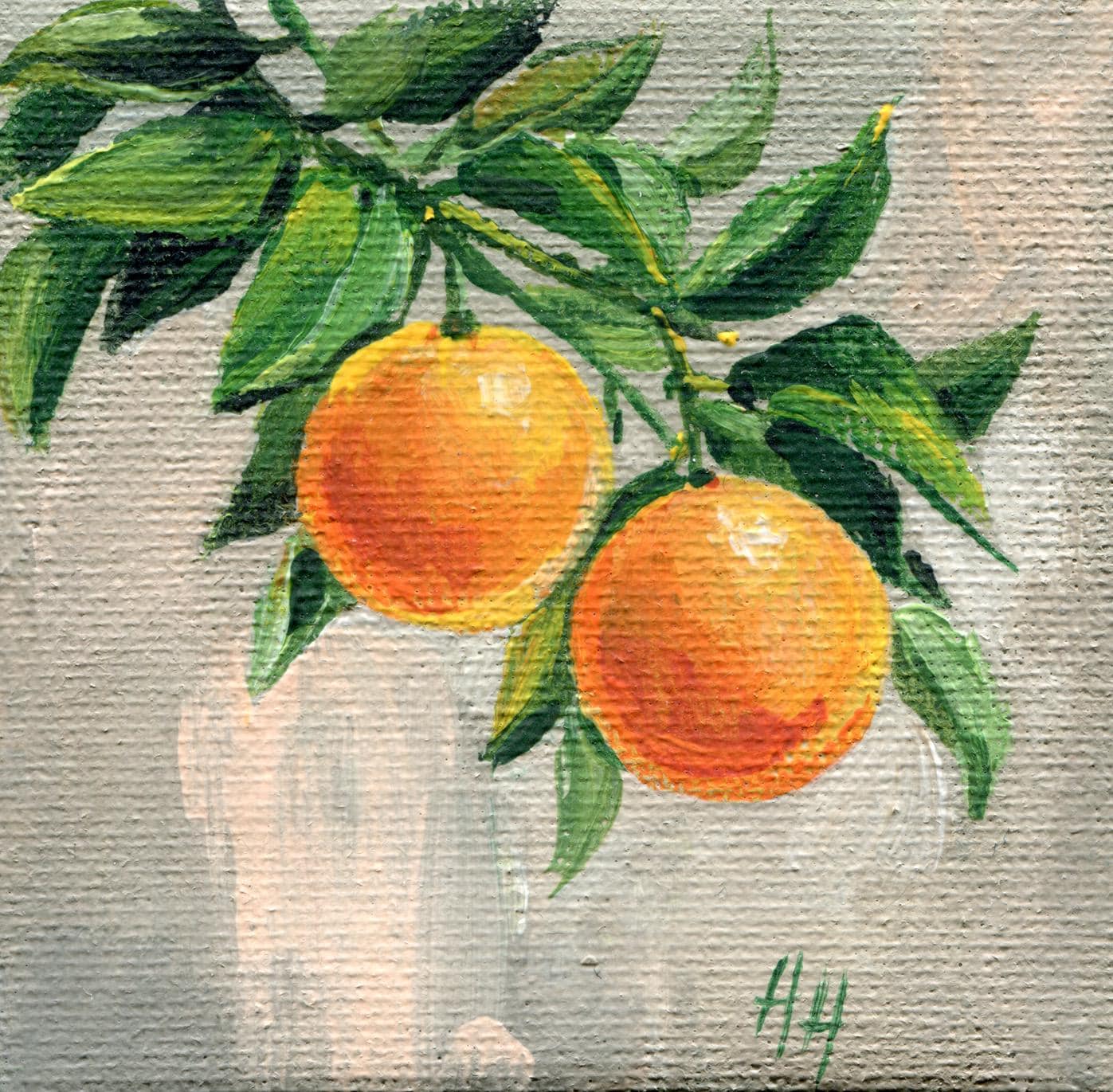 Orange Fruit Painting – Mini Citrus Art on Canvas, Original Acrylic Artwork, Small Kitchen Wall Decor, Fresh Fruit Art Gift, oil painting