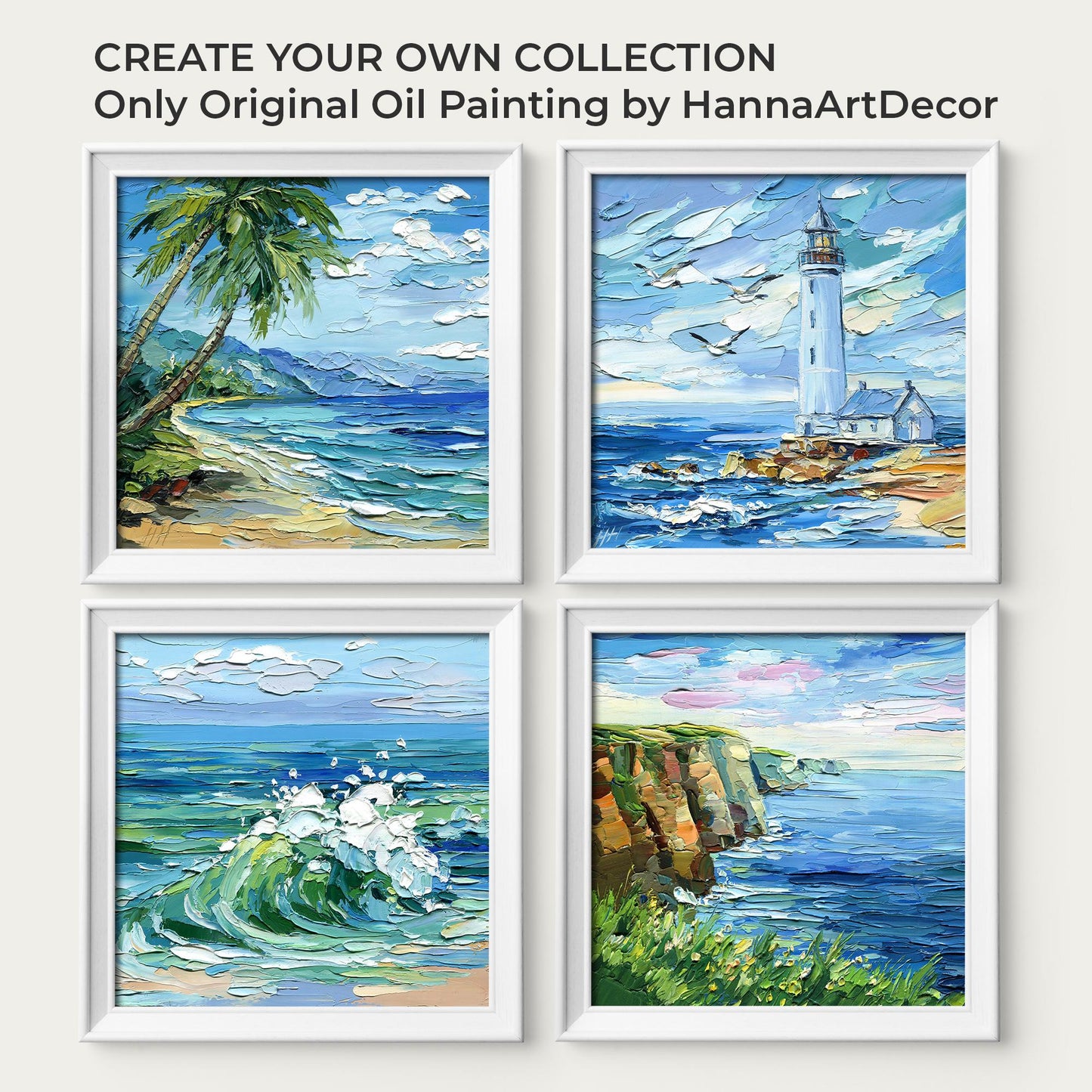 Whale Tail Oil Painting: Palette Knife Textured Ocean Art, Seascape wall decor
