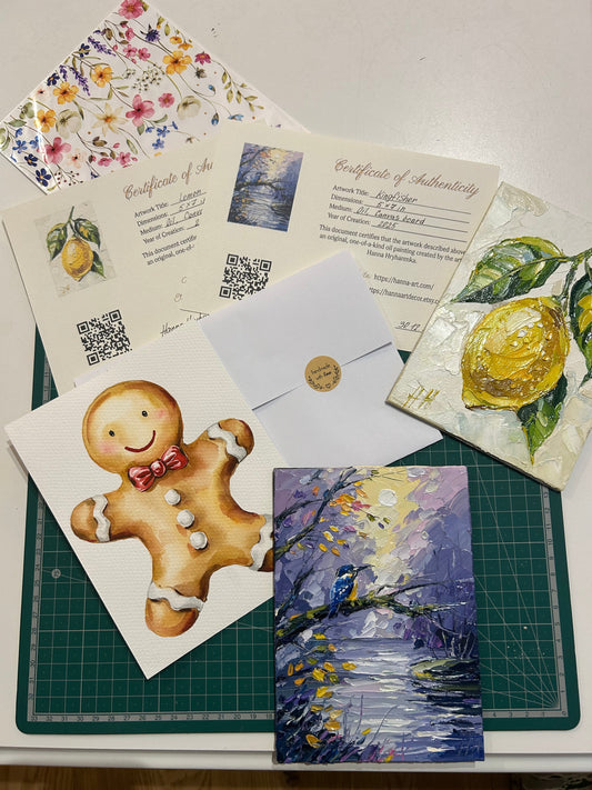 original oil painting carefully wrapped in protective packaging by Hanna Hryharenka