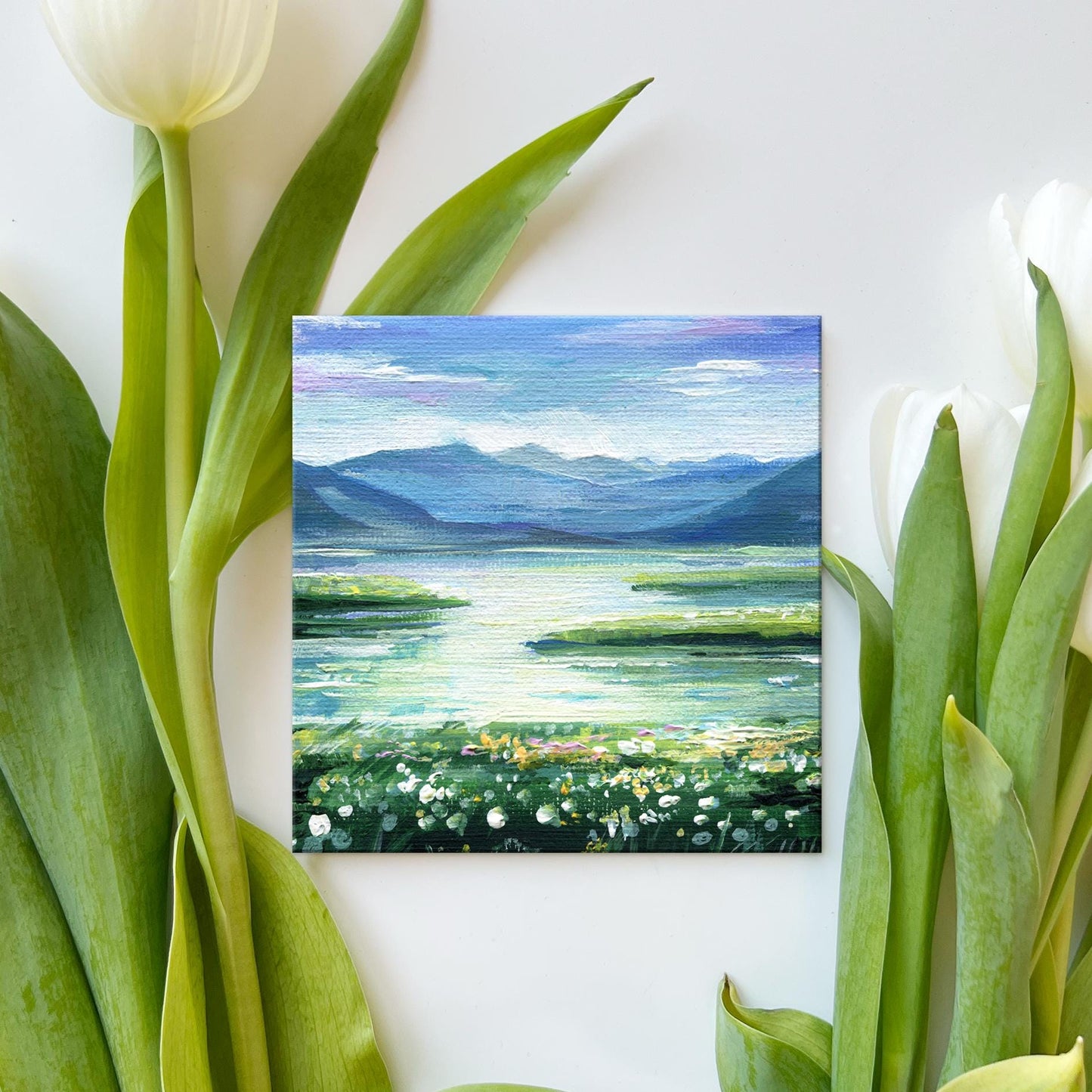 Irish Mountain Lake Landscape — Impasto Oil Painting, 5×7 in (Original)