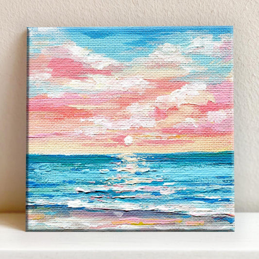 Sunset Ocean Original Artwork - Vibrant Hand-Painted Seascape Wall Art