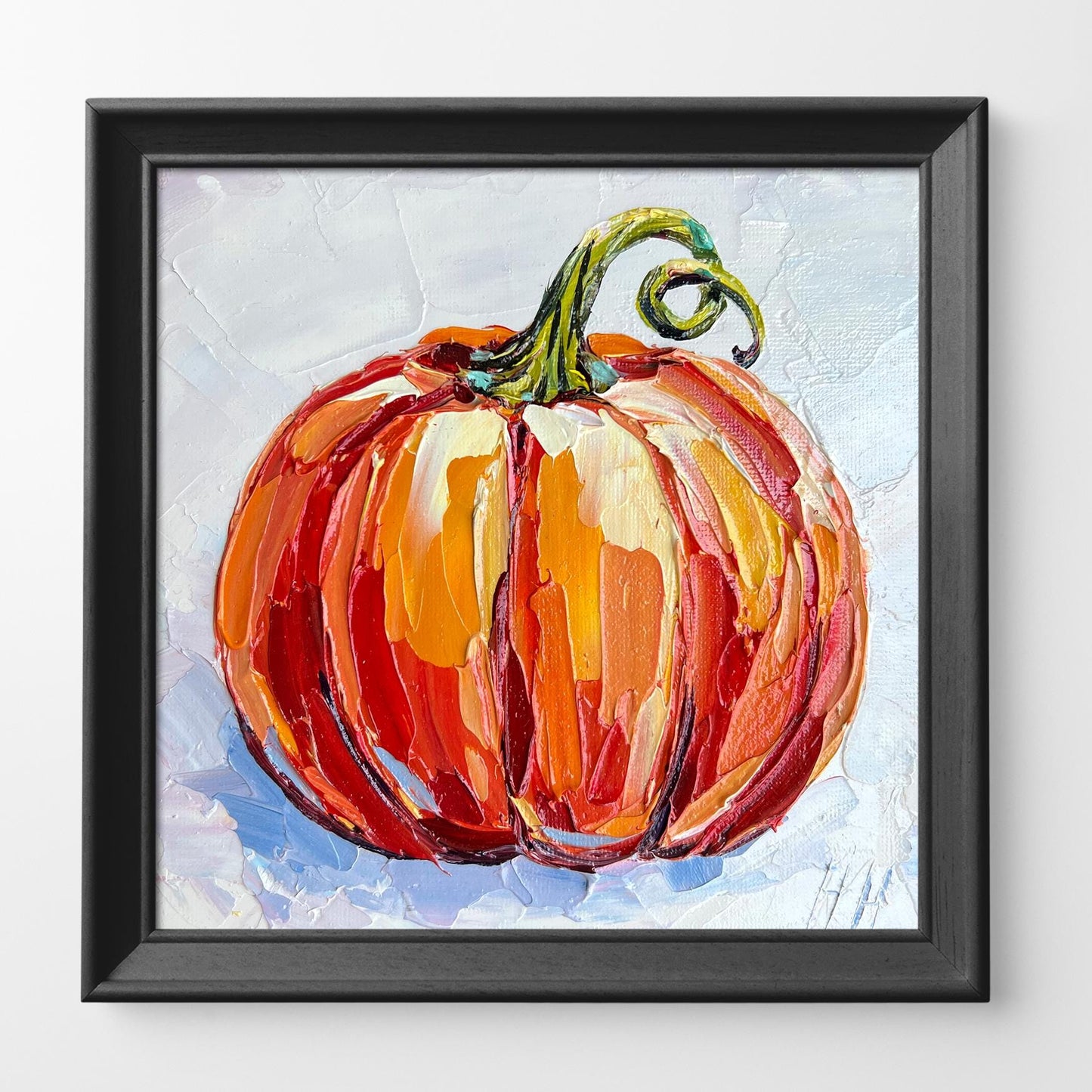 Impasto Pumpkin Oil Painting: Original Fall Decor, Rustic Harvest Art by Hanna Hryharenka | HannaArtDecor