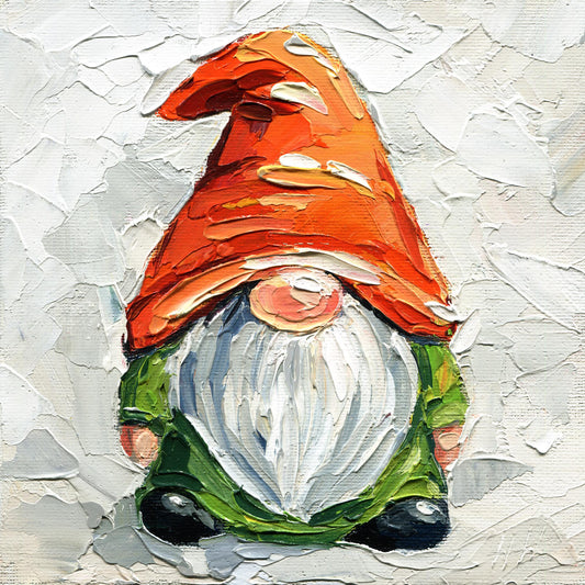 Autumn Gnome Oil Painting – Original Impasto Artwork, Rustic Fall Wall Decor for Farmhouse Homes by Hanna Hryharenka | HannaArtDecor