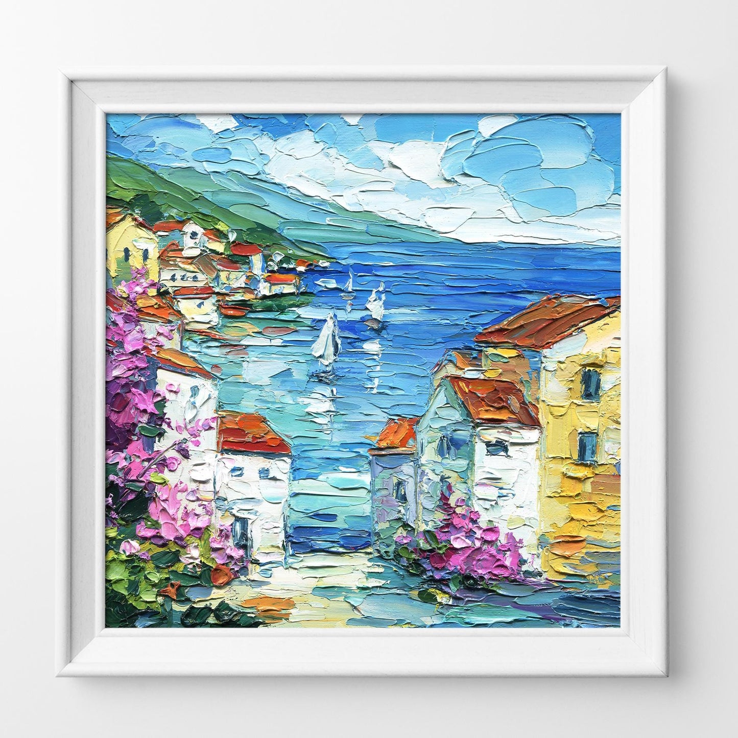 Original Positano Oil Painting – Impasto Italian Seaside Art