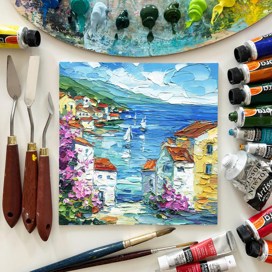 Original Positano Oil Painting – Impasto Italian Seaside Art