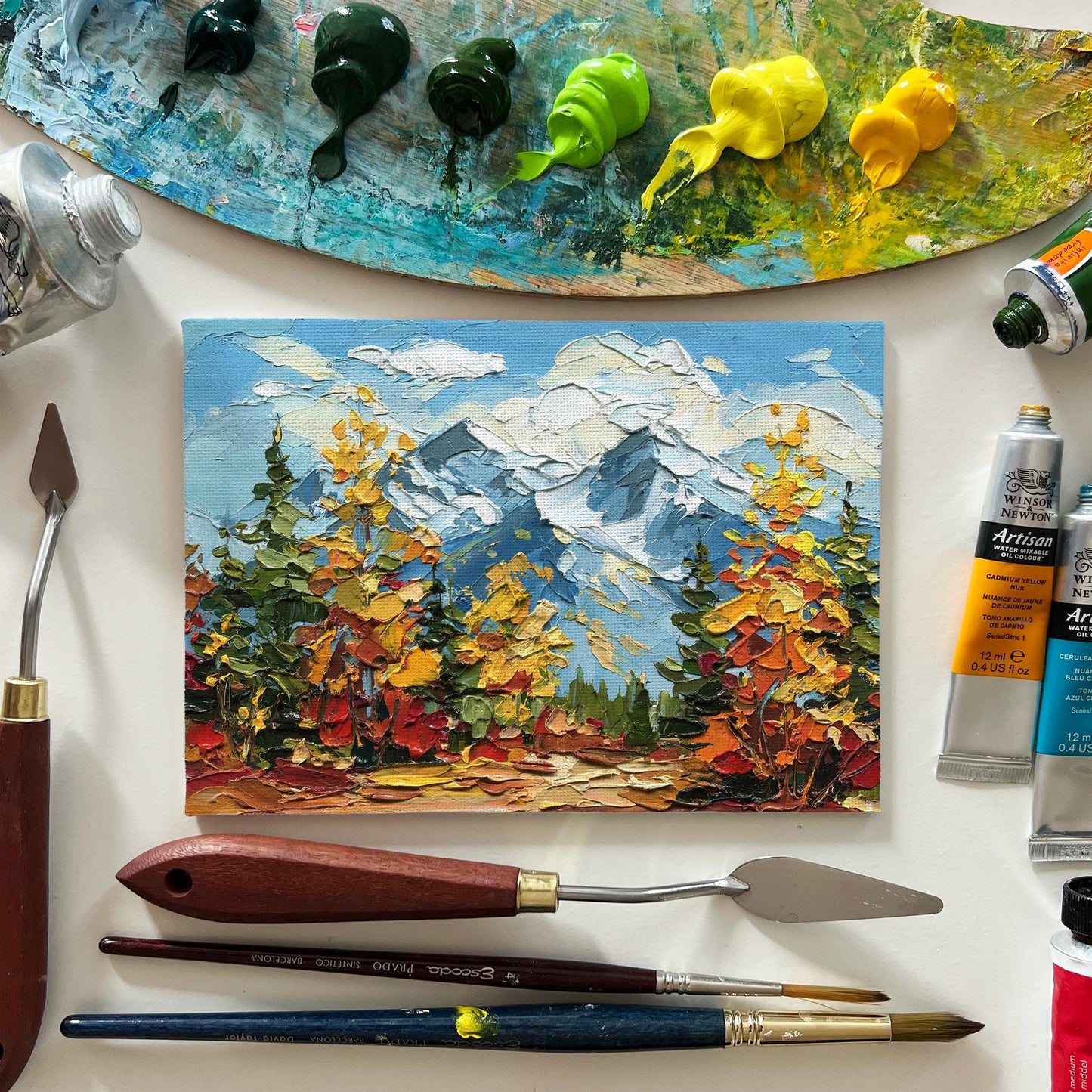 Original Rocky Mountain National Park Oil Painting – 5x7" Impasto Fall Landscape