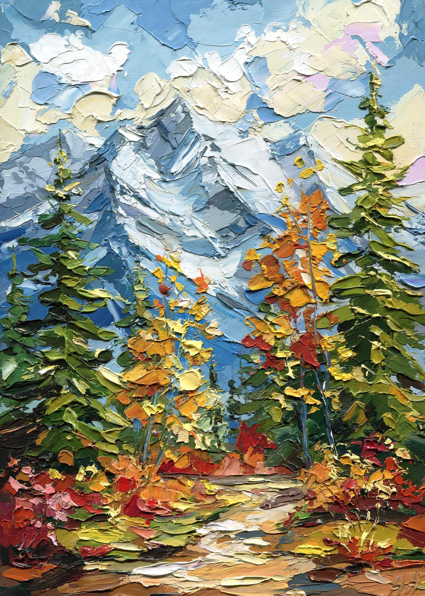 Rocky Mountain National Park Oil Painting – Original Impasto Fall Landscape Art