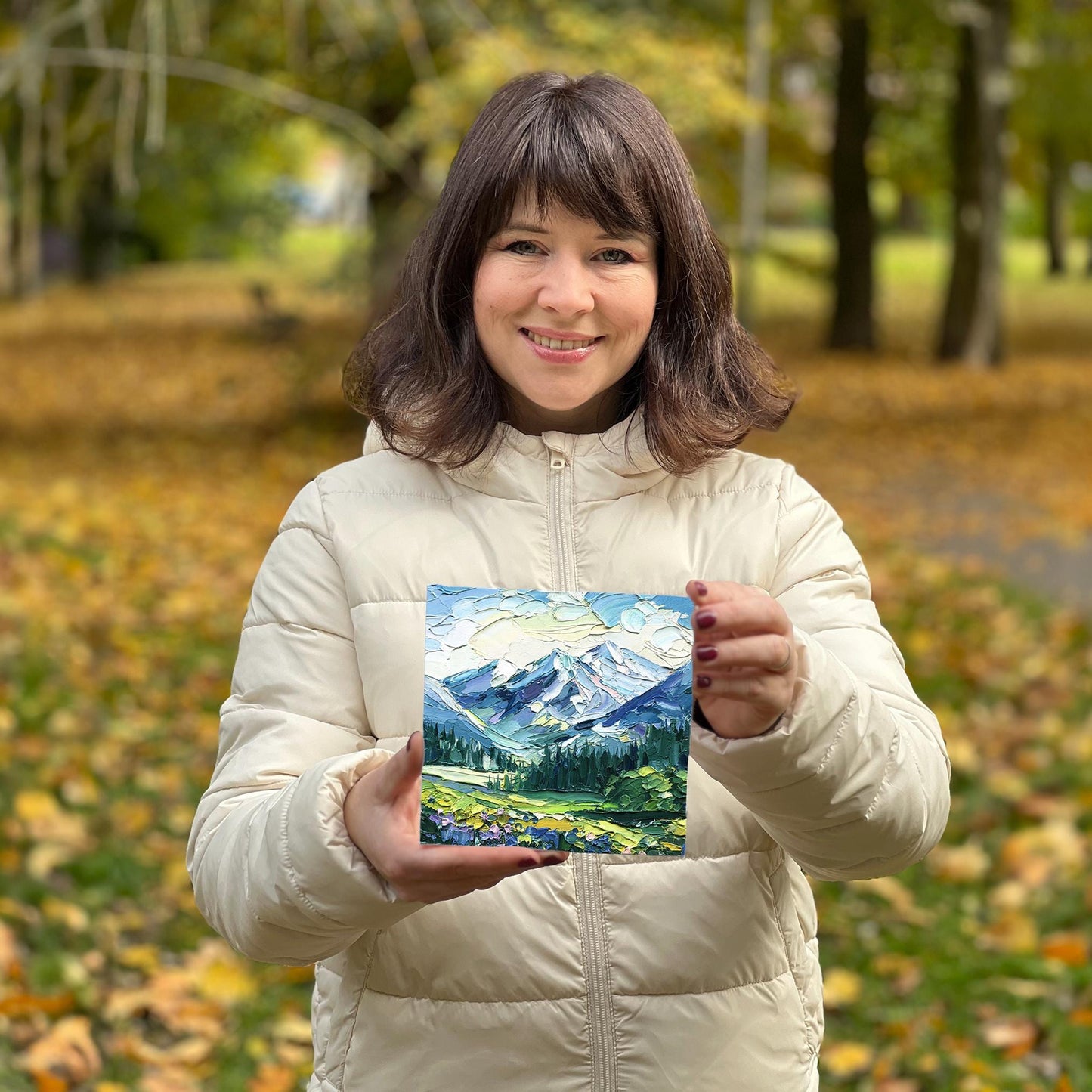 Original Rocky Mountain Oil Painting – Impasto Palette Knife Art