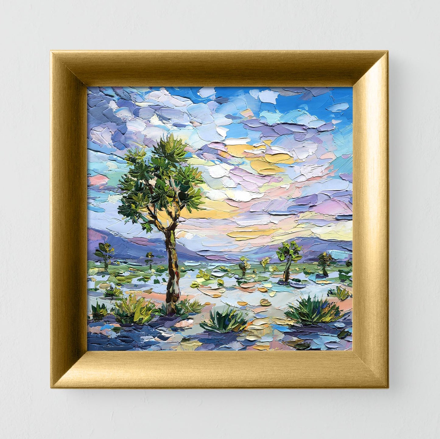 Desert Sunset Memory – Original Joshua Tree Oil Painting by Hanna Hryharenka