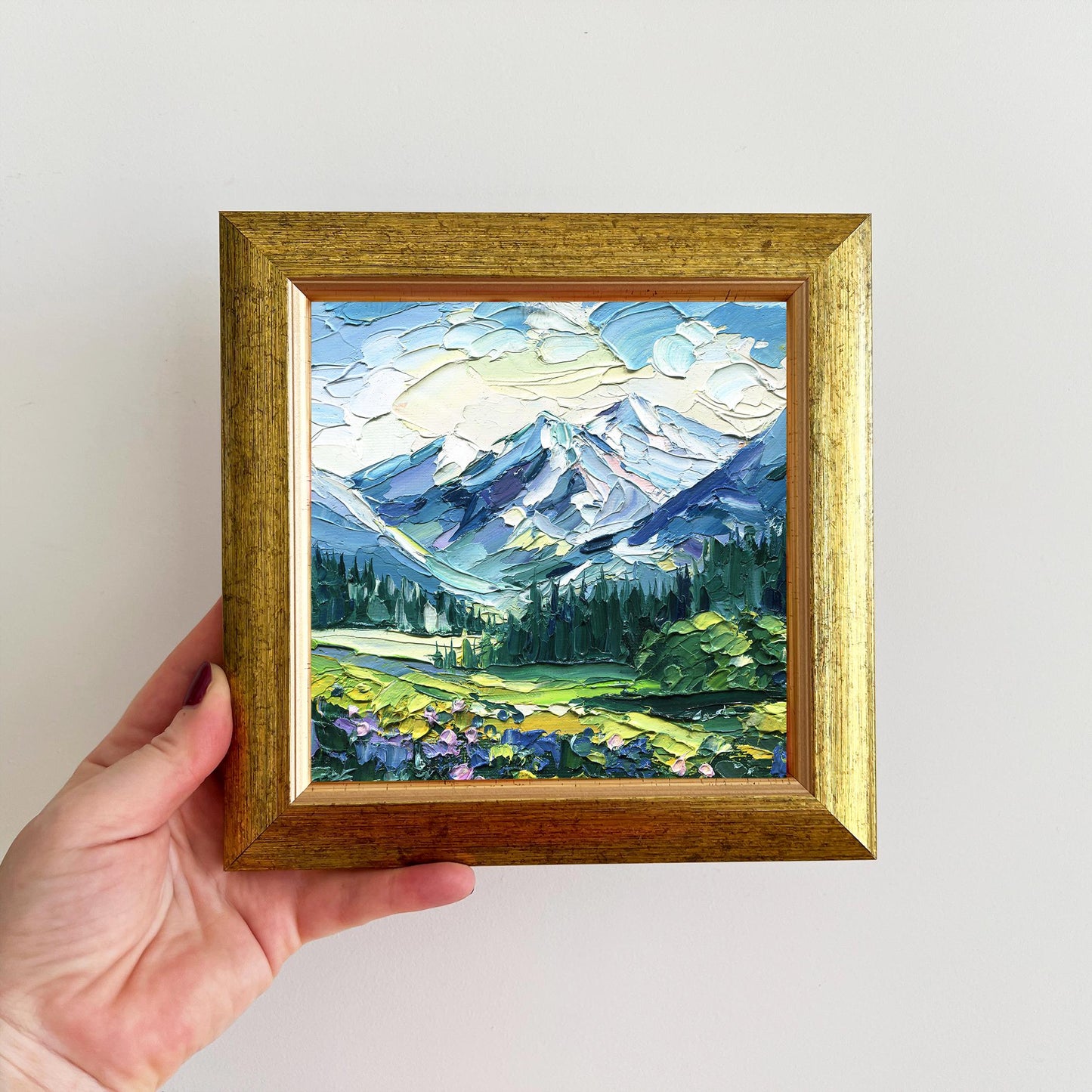 Original Rocky Mountain Oil Painting – Impasto Palette Knife Art