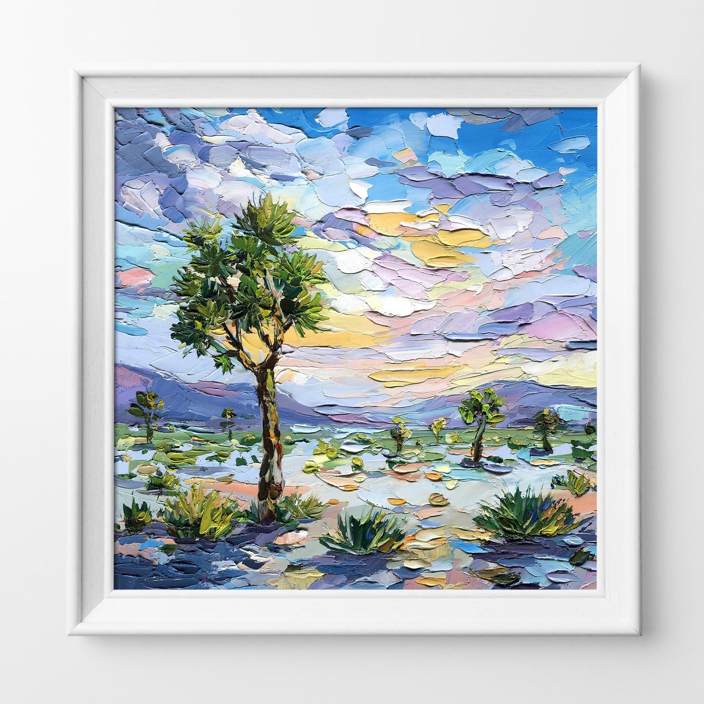 Desert Sunset Memory – Original Joshua Tree Oil Painting by Hanna Hryharenka