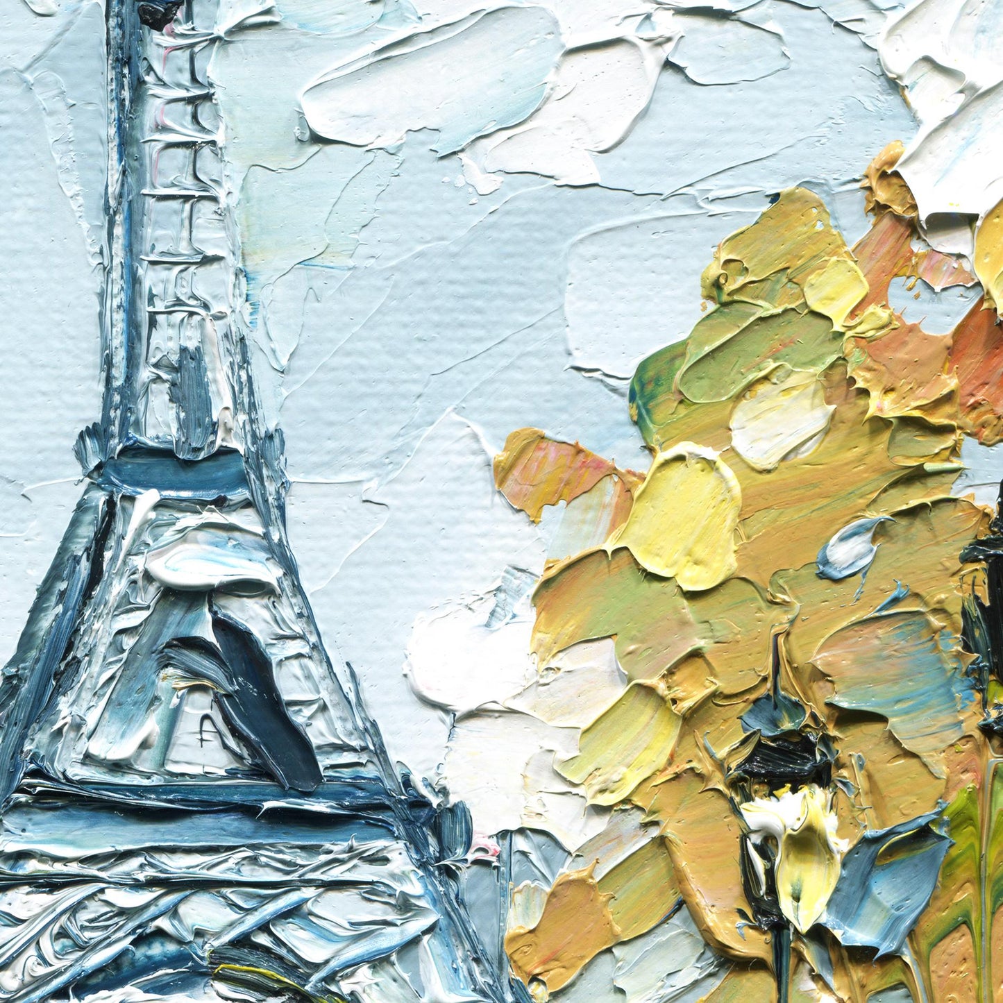 Paris Wall Art – Eiffel Tower Cityscape, Romantic Gift for Her, Travel Home Decor, Small 6x6 Original Impasto Oil Painting
