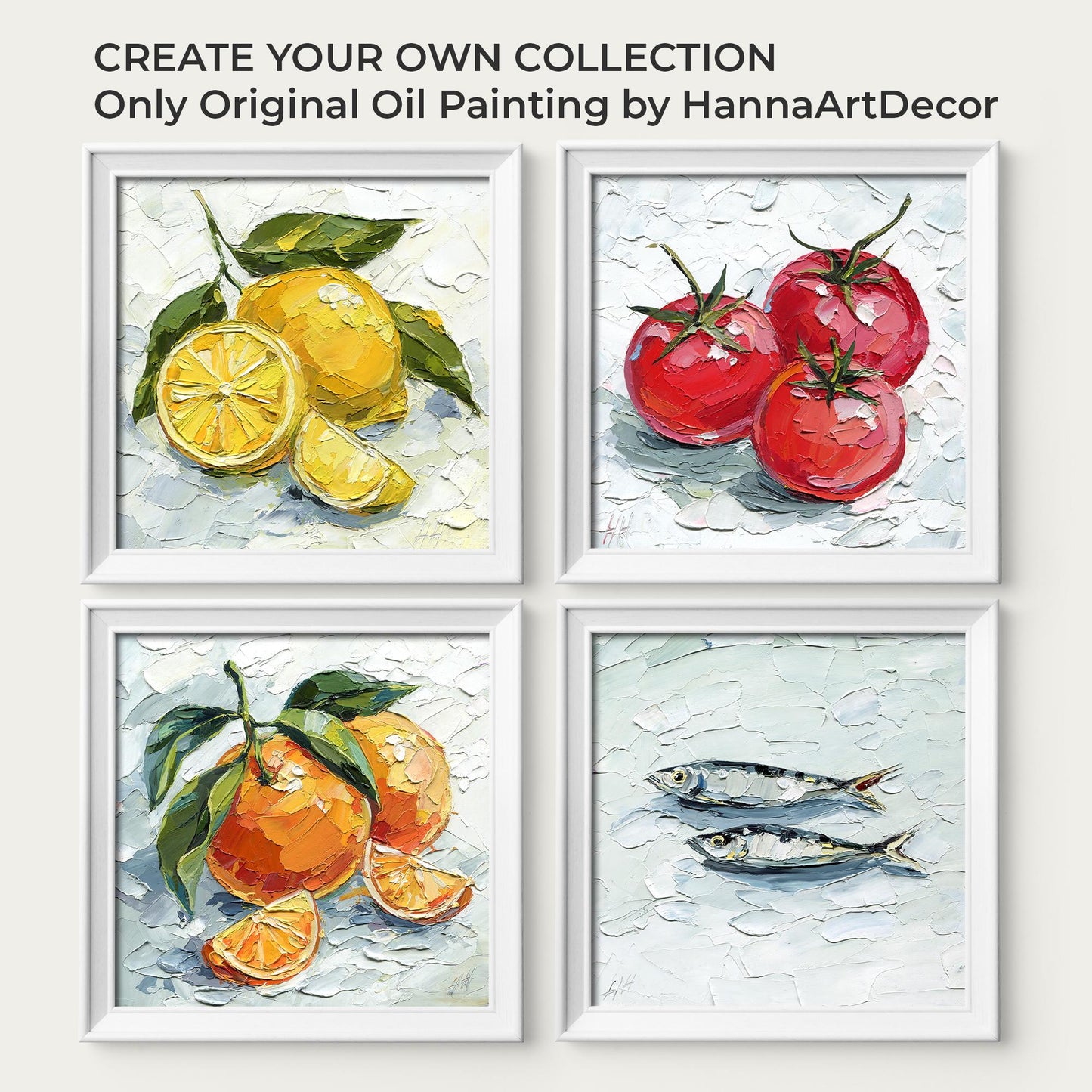 Red Apple oil painting: textured impasto still life fruit with green leaves, kitchen decor, original artwork