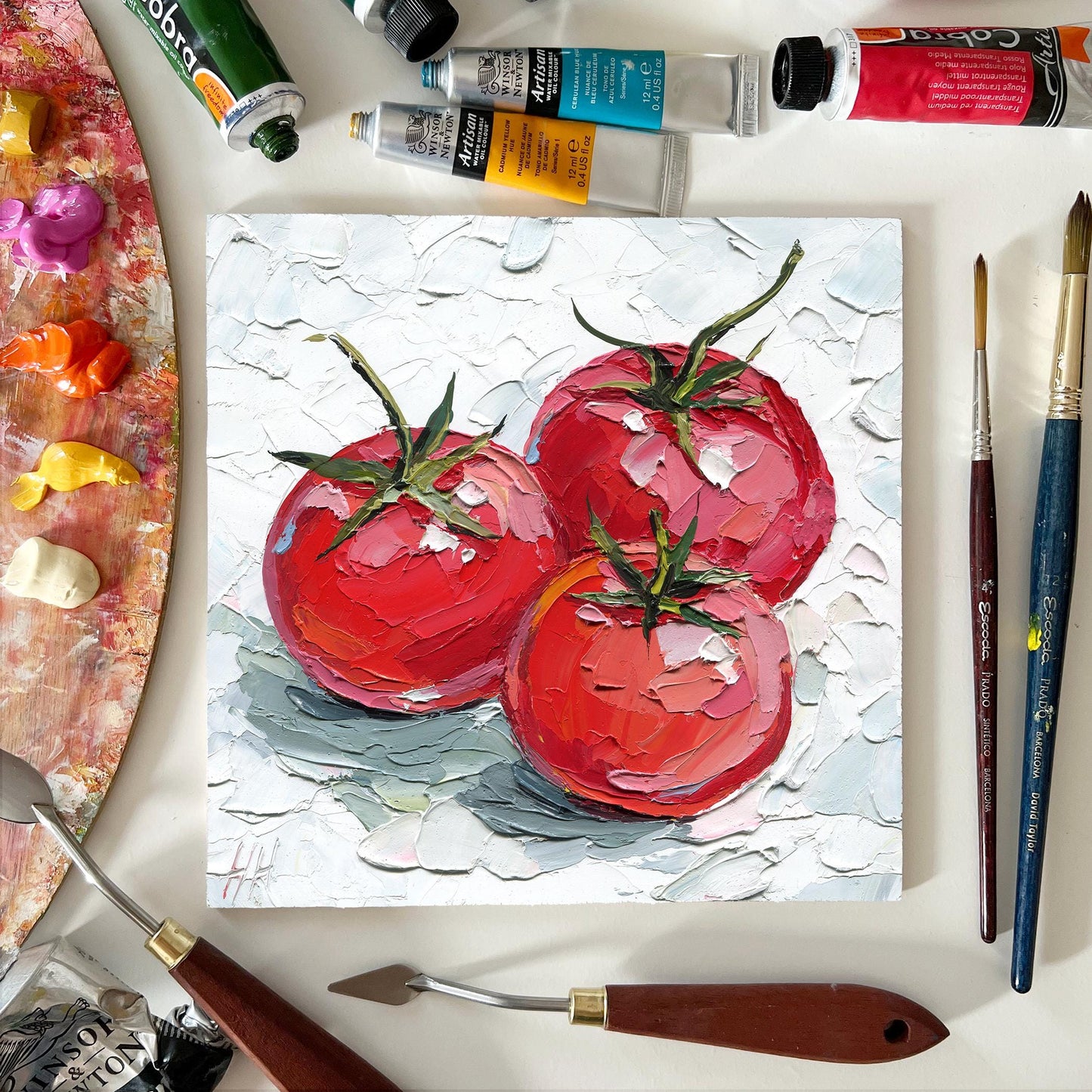 Warm Tomato Memory – Original Oil Painting by Hanna Hryharenka