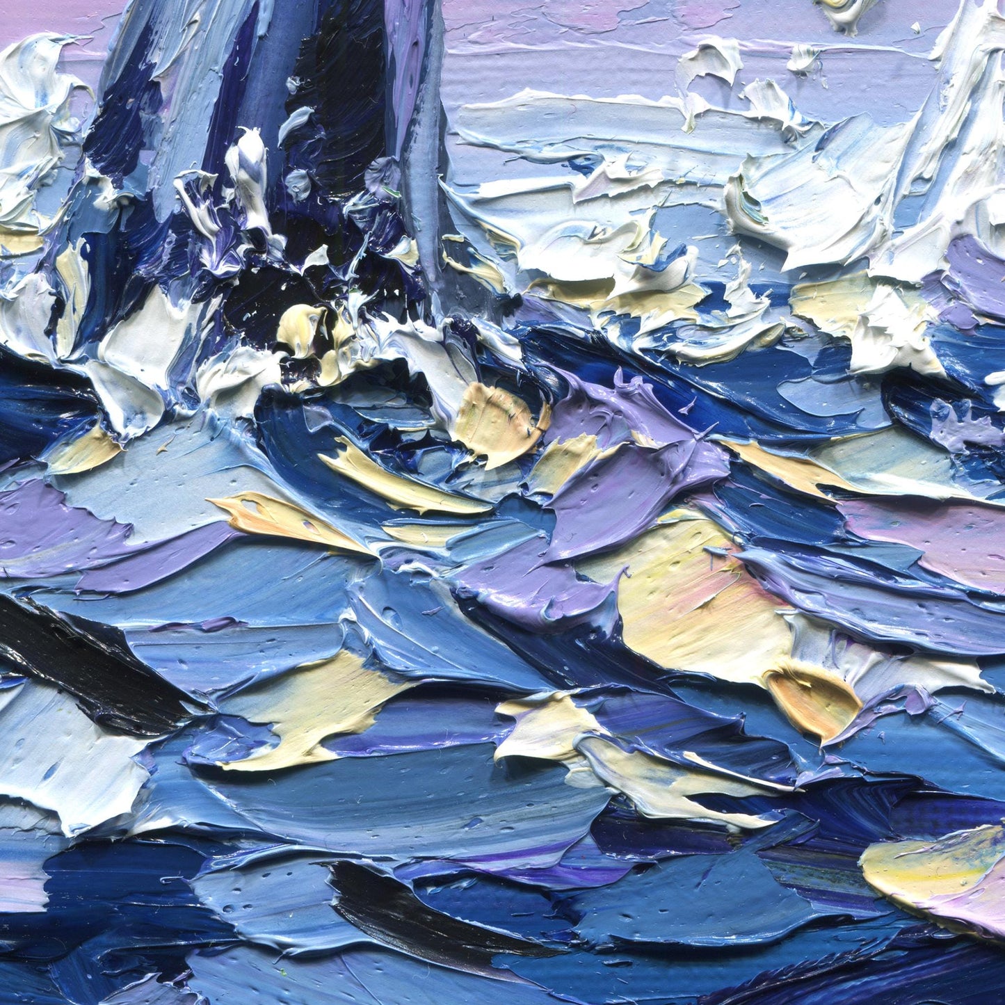 Whale Tail Oil Painting: Palette Knife Textured Ocean Art, Seascape wall decor