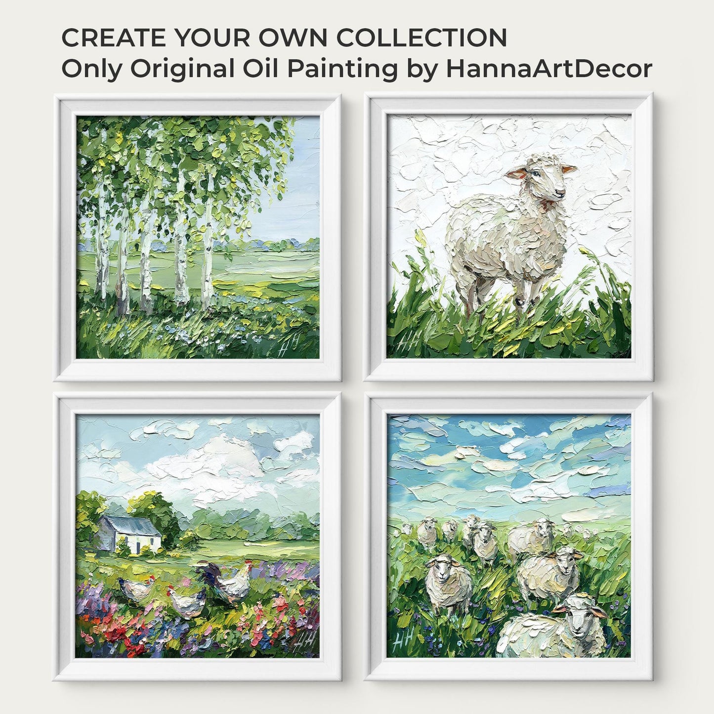 Original Lamb Oil Painting, Textured Sheep Art, Palette Knife Farm Animal Painting