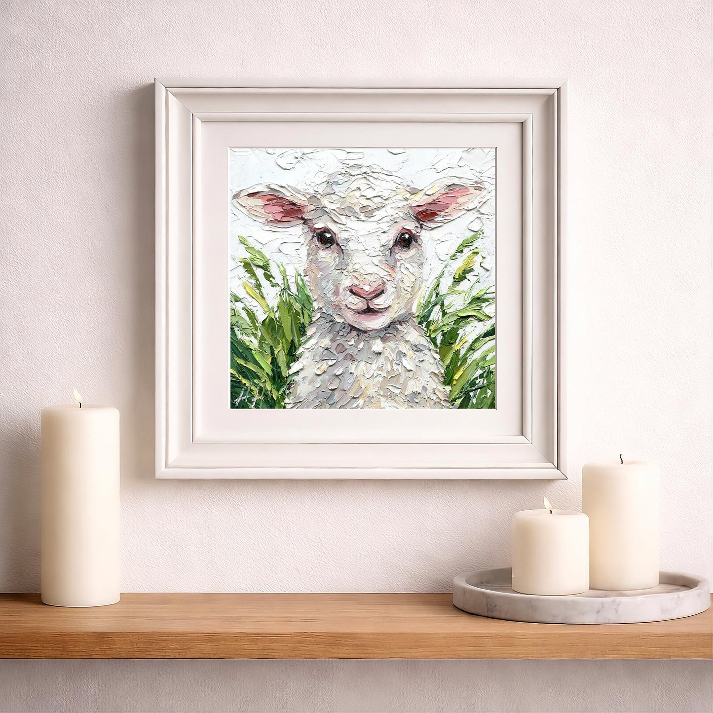 Original Lamb Oil Painting, Textured Sheep Art, Palette Knife Farm Animal Painting