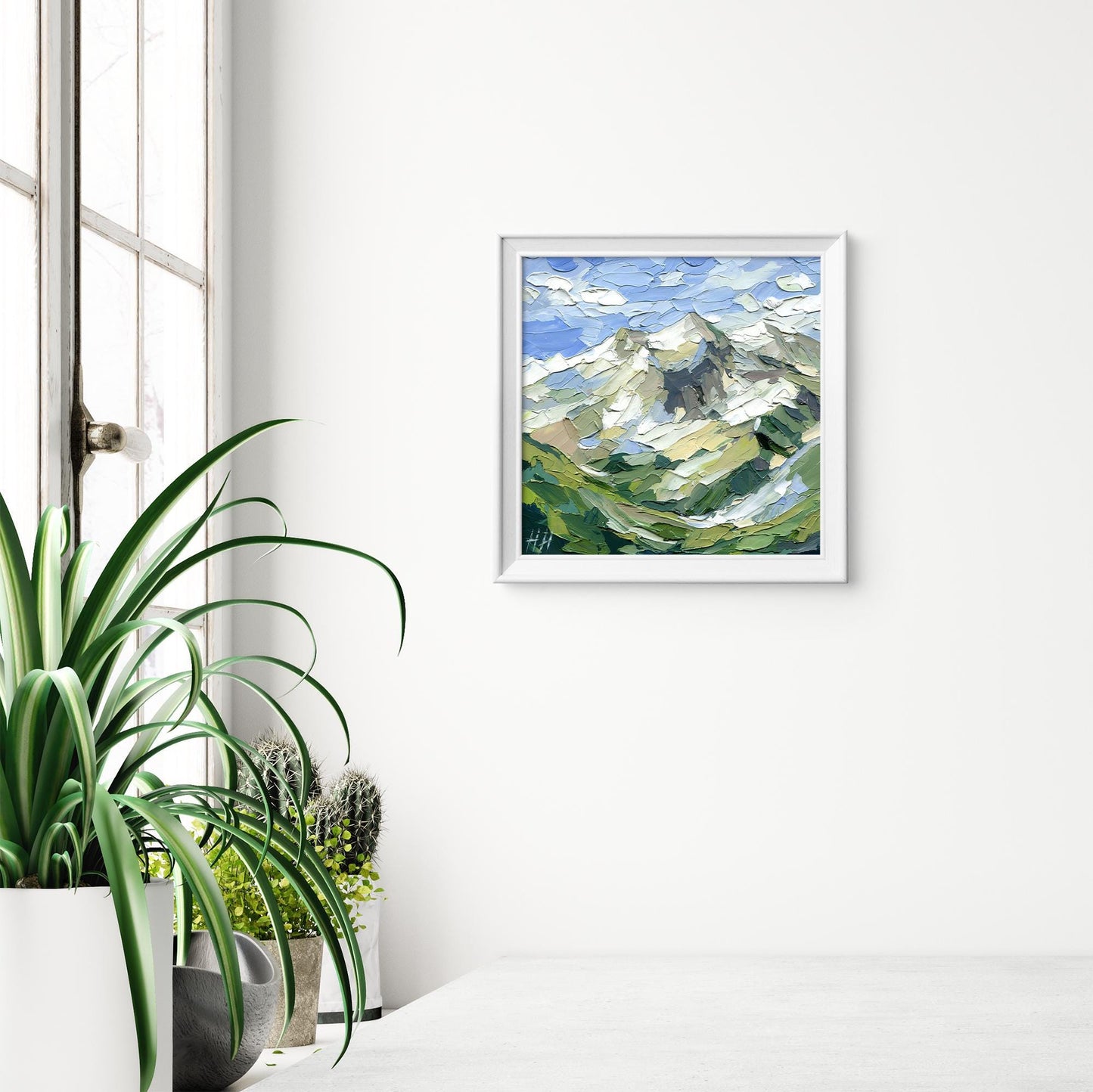 Mountain Landscape Oil Painting, Original Impasto Alpine Art, Palette Knife Texture Nature Artwork