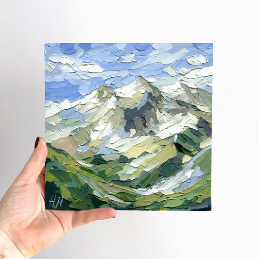 Mountain Landscape Oil Painting, Original Impasto Alpine Art, Palette Knife Texture Nature Artwork